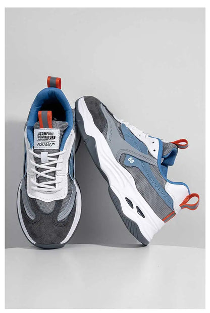 Aokang Men's nut Running oes Bla Casual Sports Sneakers Breathable Lace-Up round Toe Thi Bot for Running And Sports