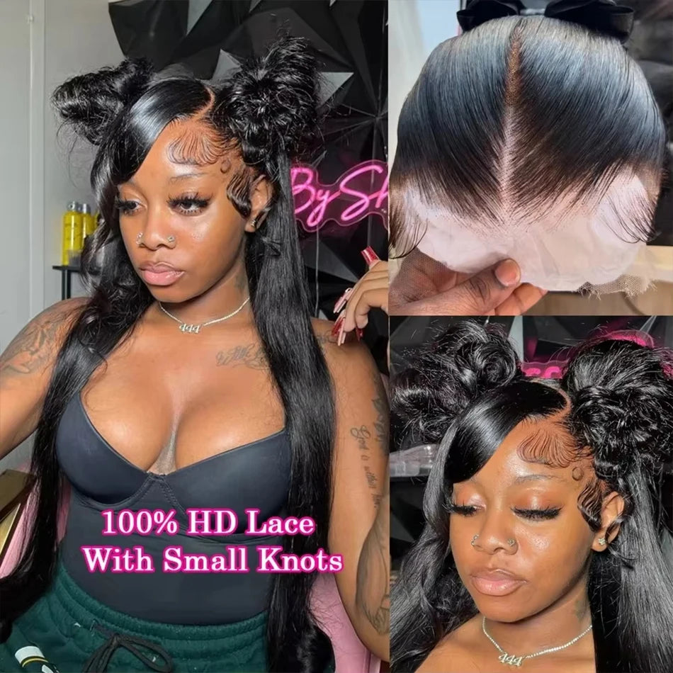 Straight 250 Density Real Full Lace Human Hair Wig Brazilian Pre Plucked 360 HD Full Lace Invisible Strap Snug Fit Wig For Women