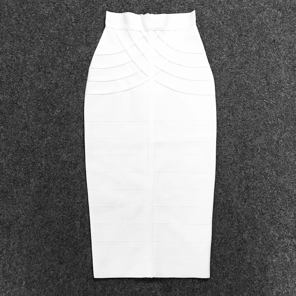 Elegant Elastic Knee Length Bandage Skirts For Women Chic High Waist Formal Occassion Office Lady Pencil Skirt Comfortable