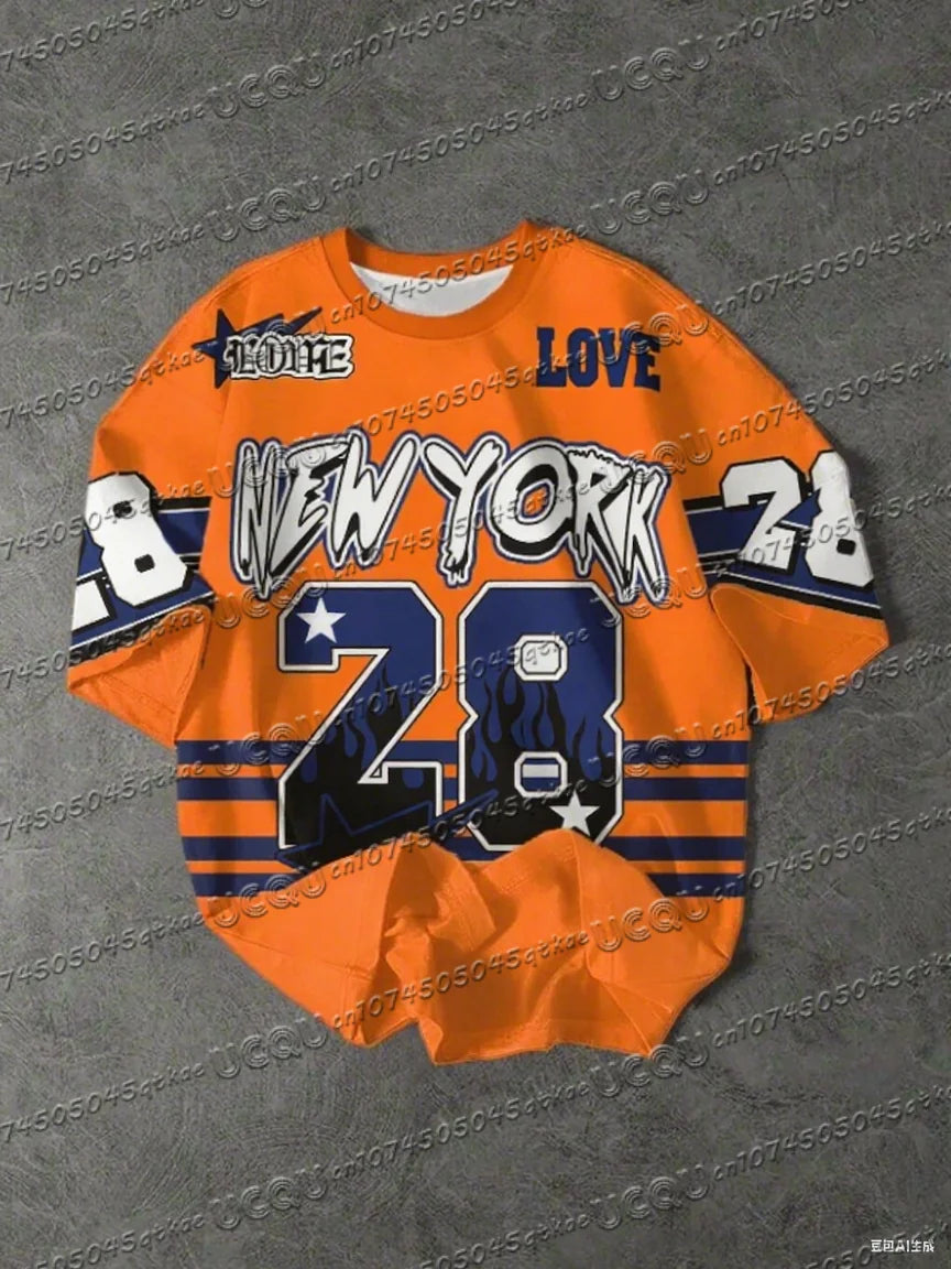 Men's Sports Jersey New York 28 Print Short Sleeve T-Shirt Summer Graphic Tee Baseball Jerseys Plus Size Women's Sport T-Shirt