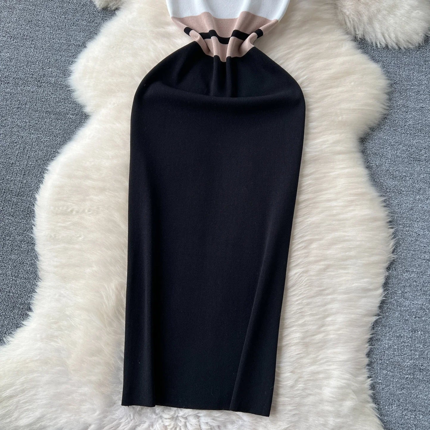 Patchwork Knit Bodycon Dress Women Maxi Dress Elastic Summer Elegant Sleeveless Dress Fashion Dresses