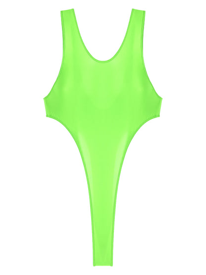 Womens Swimsuit 2022 New Glossy One-piece Swimming Bathing Suit Backless High Cut Bodysuit Sportwear Beachwear Swimwear