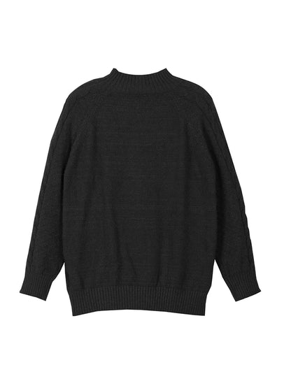 plus Size High Neck Ribbed Pullover Sweater Stranded Knit Long Sleeve Casual Solid Sweater for Autumn And Winter