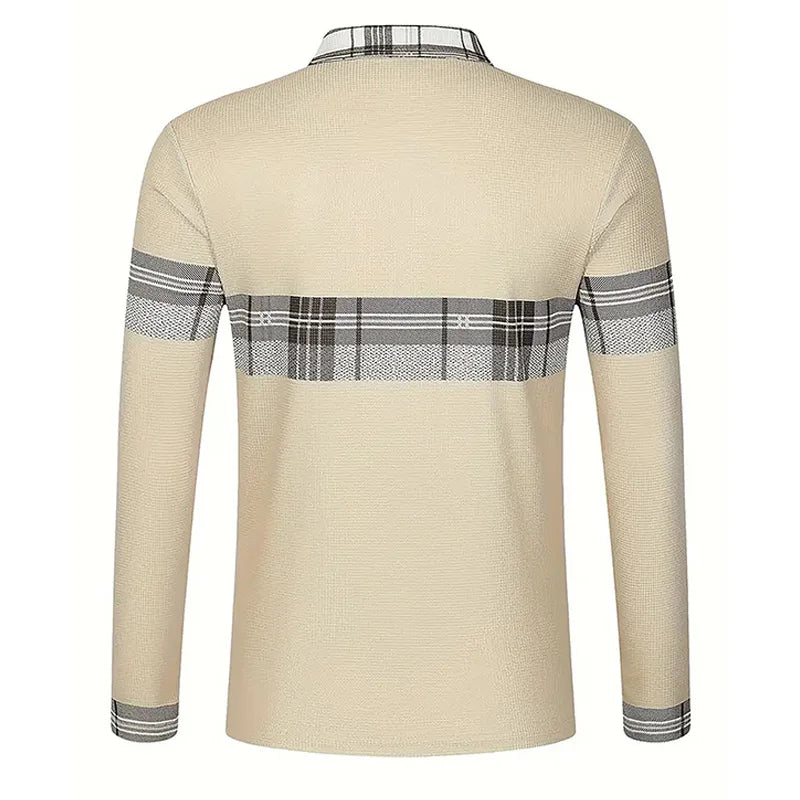 Spring and Autumn Men's Polo Shirt Lapel Pocket T-shirt Men's Business Casual Long sleeved European and American Plus Size