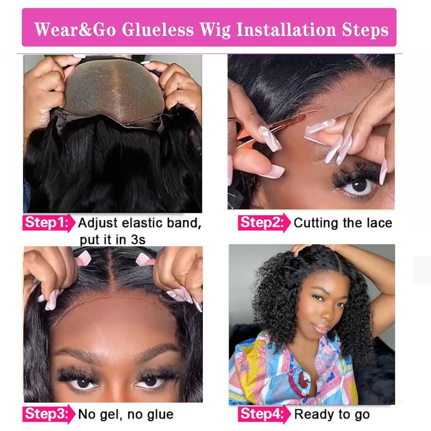 Deep Wave Glueless Wigs Human Hair Ready to Wear Curly Bob Wig Lace Front Wigs Wear And Go Pre Plucked Pre Cut Lace Closure Wigs