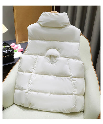 Down Cotton Vest Women 2025 New Autumn Winter Fashion Stand Collar All-Match Warm Sleeveless Waistcoat Jacket Ladies Female Tops