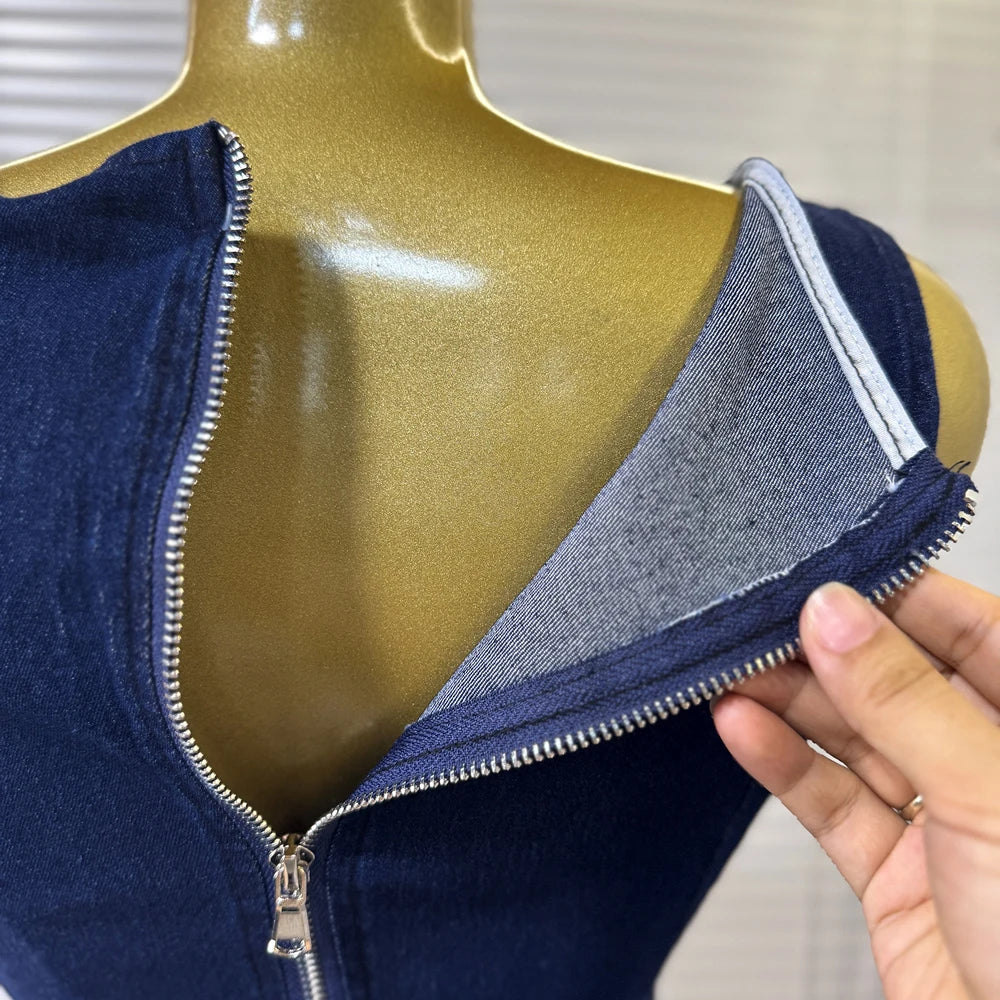 Fashion Denim Women Loungewear Sets Sleeveless Button Tank Tops and Wide Leg Jean Pants Suit 2025/2026 Holiday Outfits 2 Piece Set