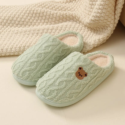 Cotton slippers for women in autumn and winter, new indoor and household anti slip warm plush slippers for men