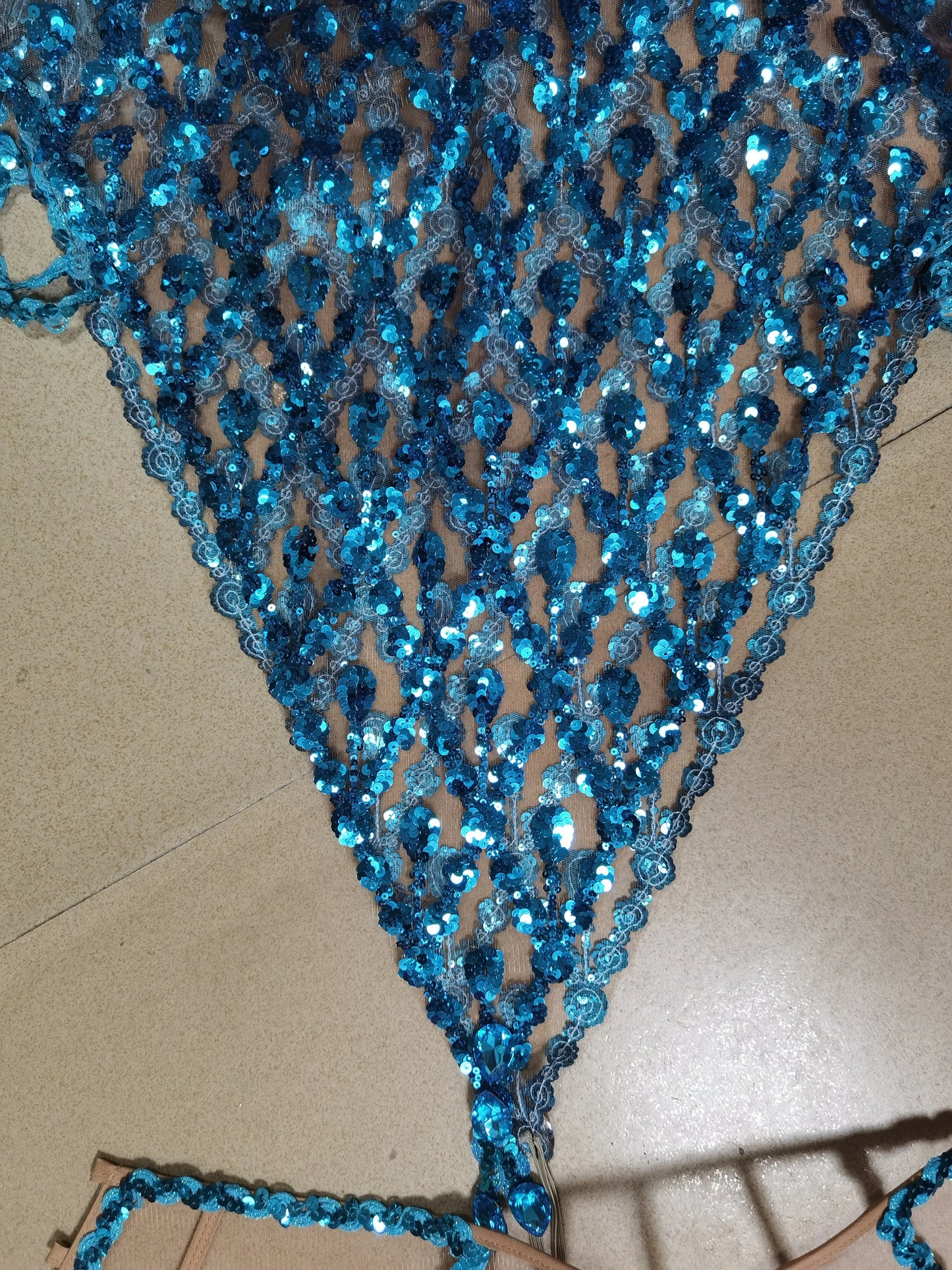 Luxurious Blue Diamond Sparkling Tassel Jazz Dance Performance Clothing Basketball Baby Performance Clothing Cheerleading Short