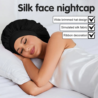 Silk Satin Hair Cap For Sleeping Bonnets For Women Round Haircare Women Headwear Night Hat Reversible Head Cover