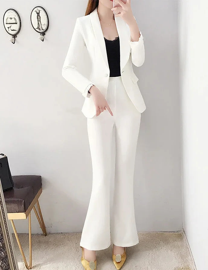 Blazer and White Trouser Suit Professional Womens 2 Pant Sets Two Piece Set Pants for Women Business Wear To Work Outfit Formal