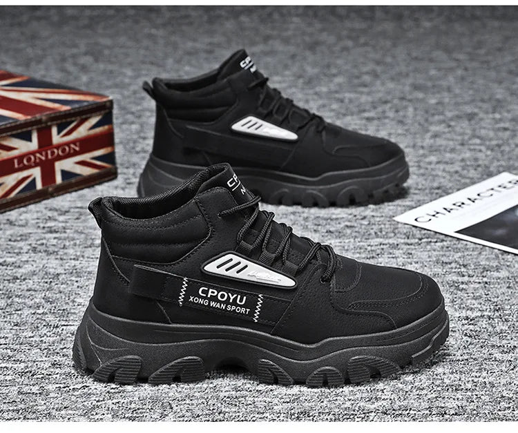 Spring Men's High Top Breathable Work Shoes Trendy All-Match Anti-Slip Wear-Resistant Sports Casual Labor Protection Shoes