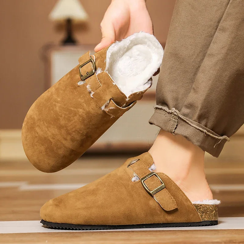 Men Suede Leather Mules Women Comfort Potato Shoes with Arch Support Cork Winter Shoes Fashion Clogs Men Cork Footbed Mens Clogs