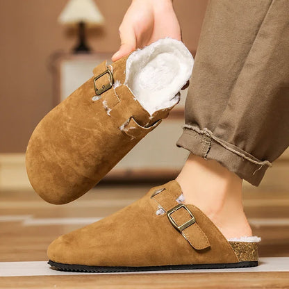 Men Suede Leather Mules Women Comfort Potato Shoes with Arch Support Cork Winter Shoes Fashion Clogs Men Cork Footbed Mens Clogs