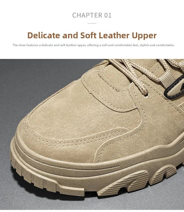 Spring Men's High Top Breathable Work Shoes Trendy All-Match Anti-Slip Wear-Resistant Sports Casual Labor Protection Shoes