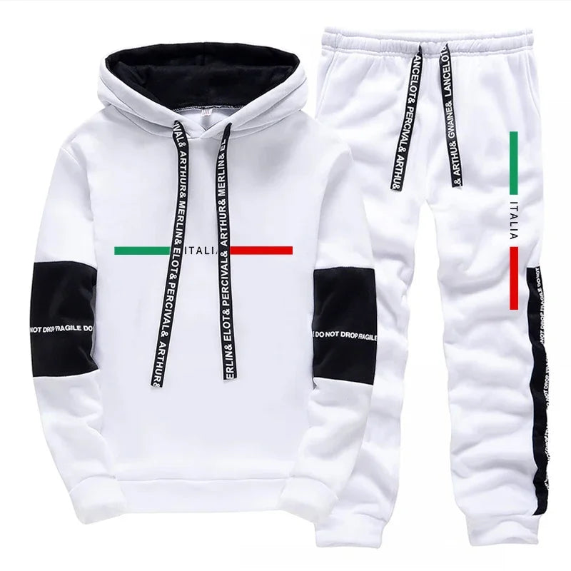 Mens Tracksuit Printed Casual Sweatshirts Sweatpants Outdoors Sports Jogging Mens Clothing Single Piece Hoodie Pants Sportswear