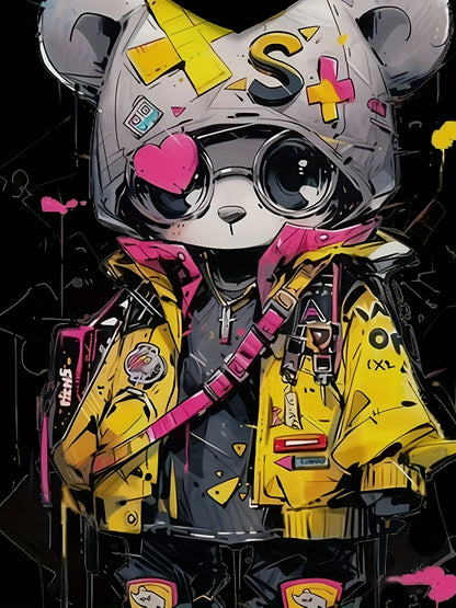 2025 New Men's Autumn Fashion Cartoon Bear Printed Soft and Comfortable Hoodie Suitable for Outdoor Street Wear