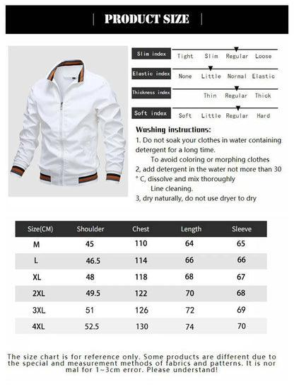 Men's outdoor sports windproof, waterproof and sun-proof hoodless slimming jacket, woven casual multi-functional jacket