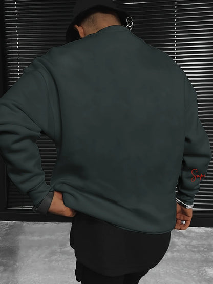 Men's autumn and winter fashionable casual loose freedom letter graphic printed long sleeved round neck sweatshirt