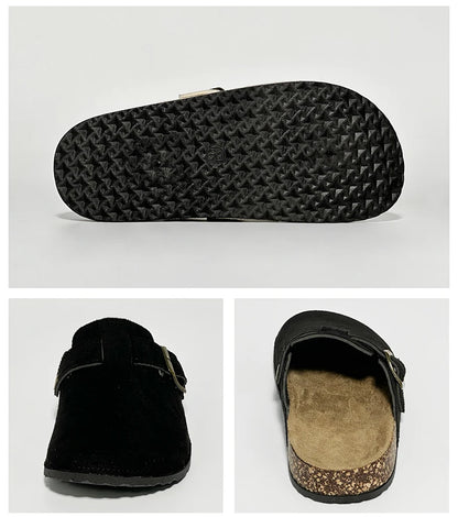 Women's Casual Closed Toe Flip-flops Summer Outdoor Slippers Couple's Flannel Sandals Comfortable Non-slip Wear-resistant Slides