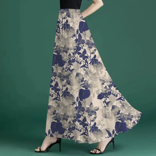 Fashion Elastic Spliced Printed Vintage Chiffon Skirts Women's Clothing 2026 Summer New Loose Office Lady High Waist Skirts