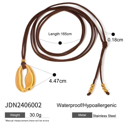 Youthway Trendy Stainless Steel Waterproof Irregular Geometric Metal Wax Rope Necklace Gold Silver For Women Jewelry Gift