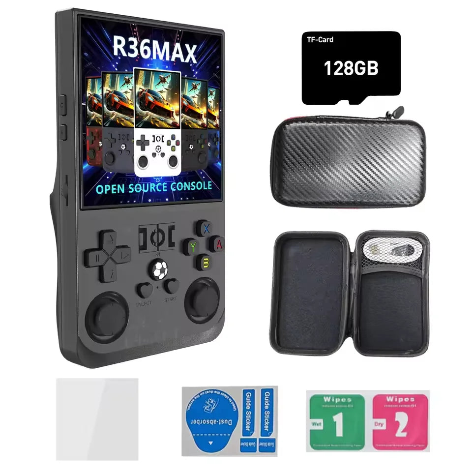 Open Source R36Max 4 Inch IPS Screen Retro Handheld Video Game Console Linux System Portable Pocket Game Player RK3326 Chip