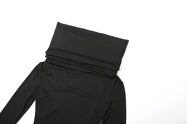 Sisterlinda Casual Hooded Long Dresses Woman Autumn Trend Swing Collar Full Sleeve Skinny High Stretch Solid Elegant Vestidos