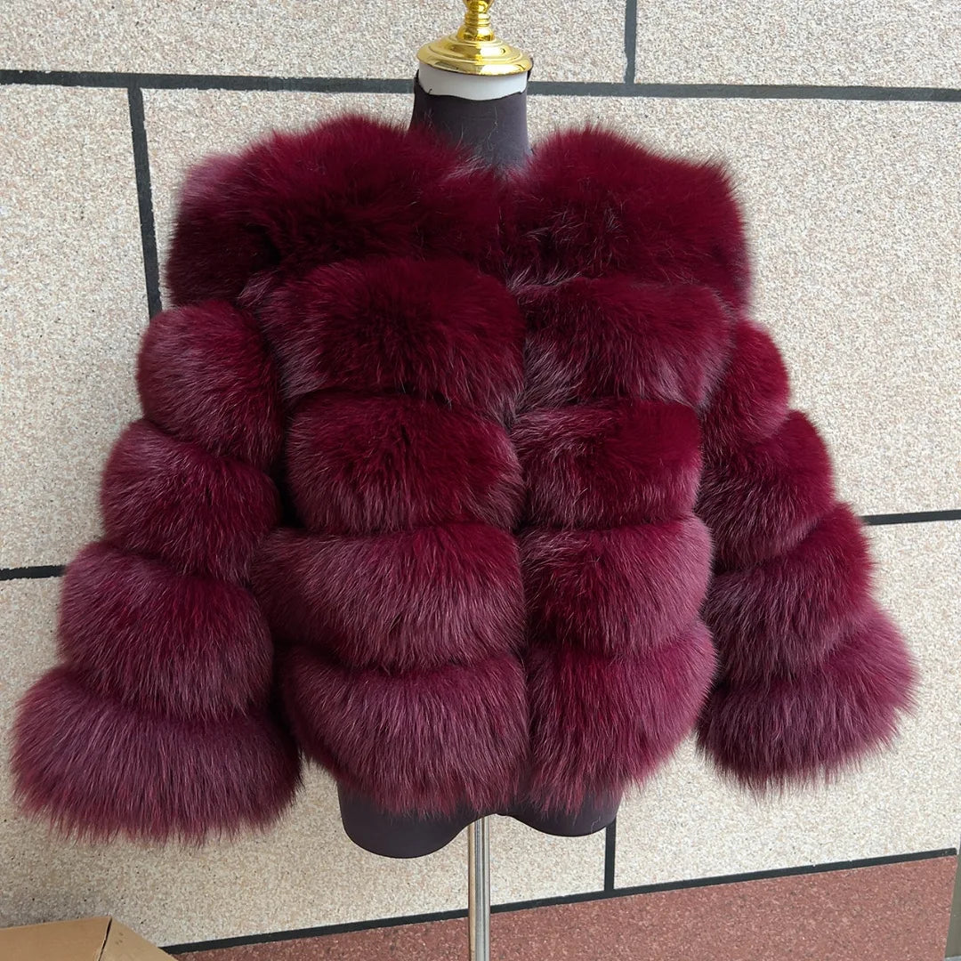 New Real fox fur coat women's winter warm 100% natural fur jacket Short Raccoon fur coat women's  high quality hot sale