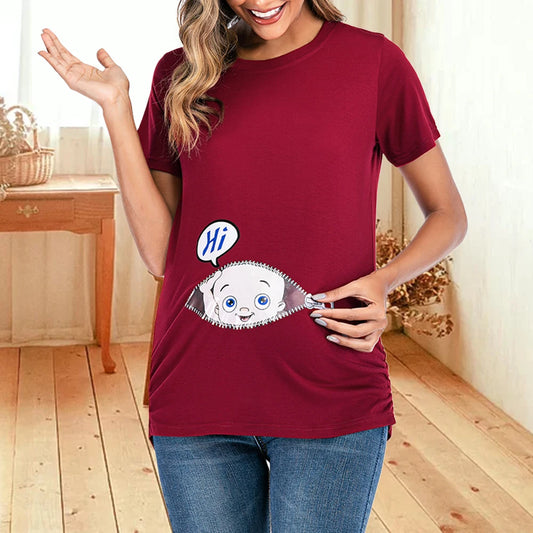 Women Pregnant Maternity Cotton Breastfeeding T-Shirt Summer Nursing Blouse Tops Fashion Clothes