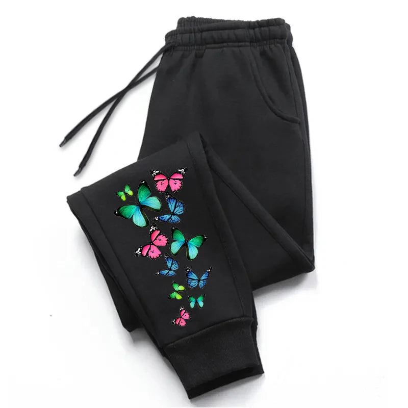 Colorful Butterfly Printed Sweatpants for Women 2025 Hot Sale Ladies Casual Sport Jogging Pants All Season Home Outdoor Trousers