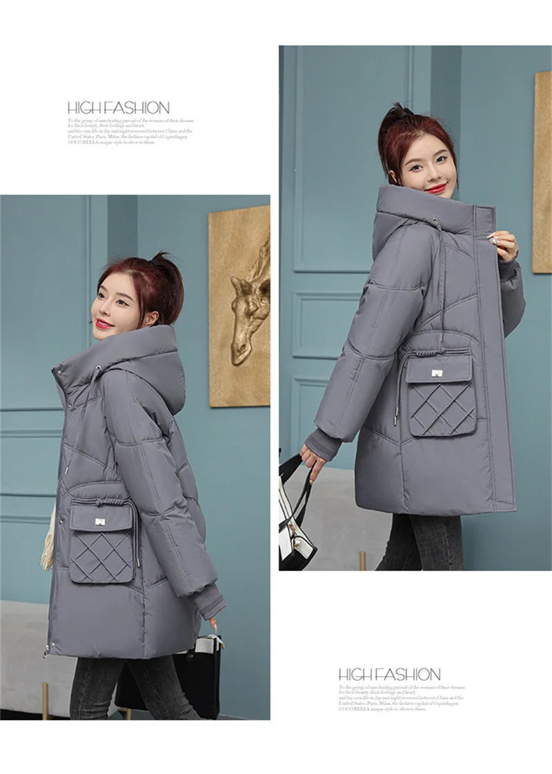 New Winter Women Jacket Coats Long Parkas Female Down Cotton Hooded Overcoat Thick Warm Jackets Windproof Female Outerwear