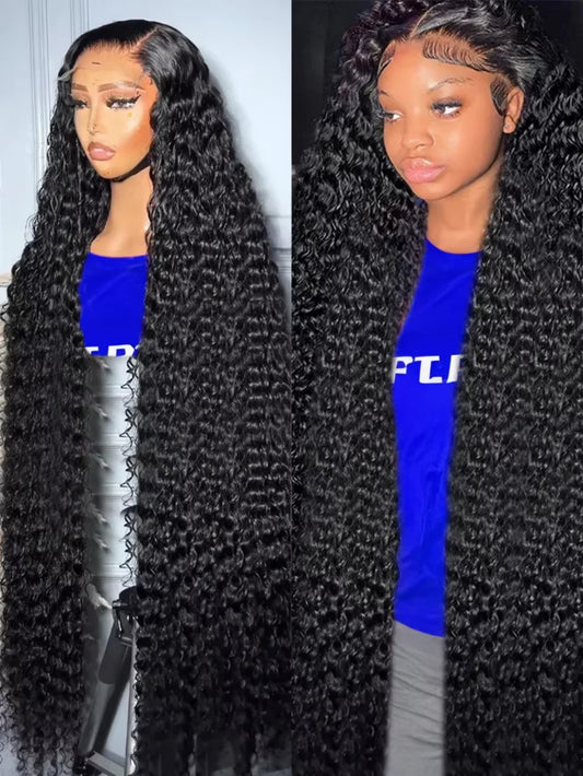 13x4 13x6 HD Lace Front Deep Wave Human Hair Wig 360 Lace Frontal Wigs 5x5 Closure 40 46 Inch 220% High Density Wig For Women