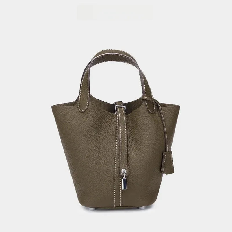 Autumn/winter Nichedesign Women's Bucket Bag Genuine Leather Handbag Mother-child Bag Tote For Ladies