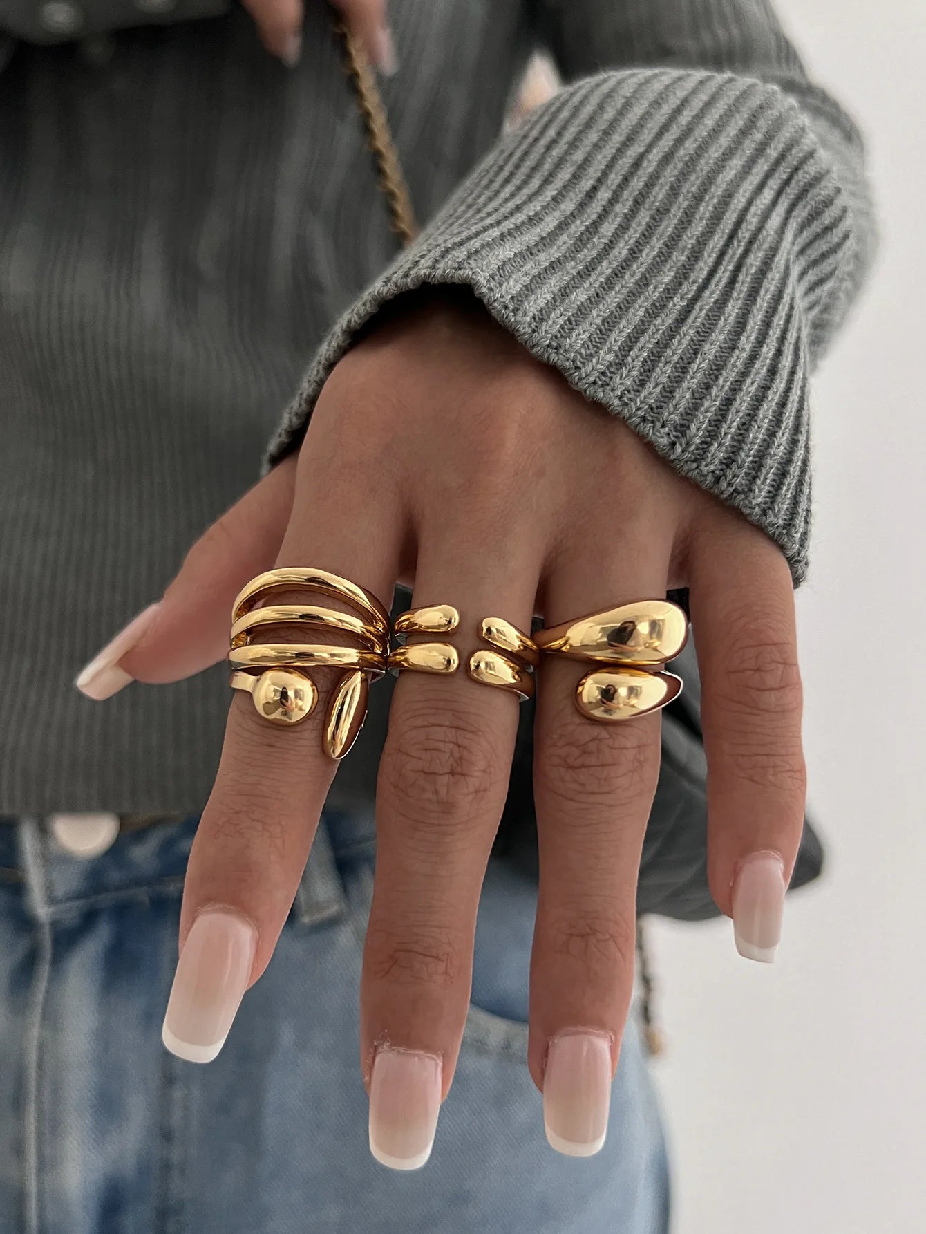 DIEZI 4pcs/set New Hip Hop Metal Finger Rings For Women Girls Men Punk Gold Silver Color Geometric Knuckle Joint Ring Jewelry