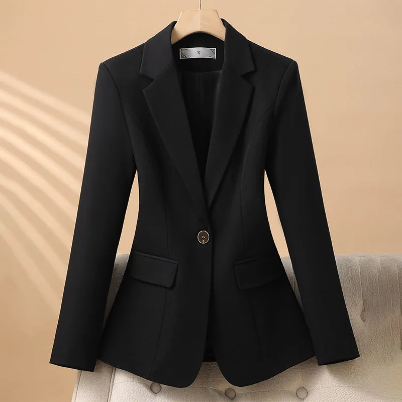Women Blazer Casual Single Button Long Sleeve Red Black White Slim Suit Ladies Office Coat Fashion New Winter Autumn Jacket 2025 & 2026