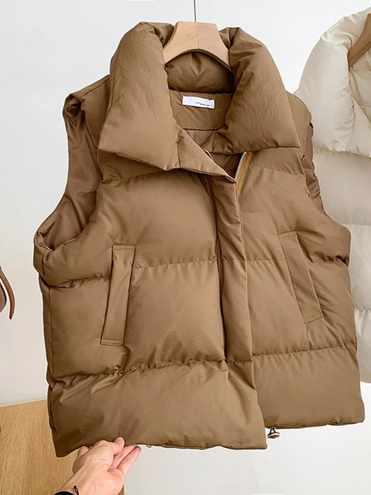 Loose down Feather Cotton Vest Bal Zipper Closure  Color Commute Sle Women's Vest Autumn Winter Faion Ladies' C...