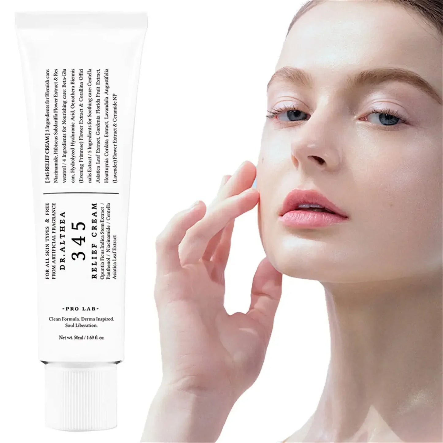 345 Face Moisturizer 50ml, Daily Soothing Cream for Skin Recovery, Brightening, and Calming, Gentle for All Skin Types
