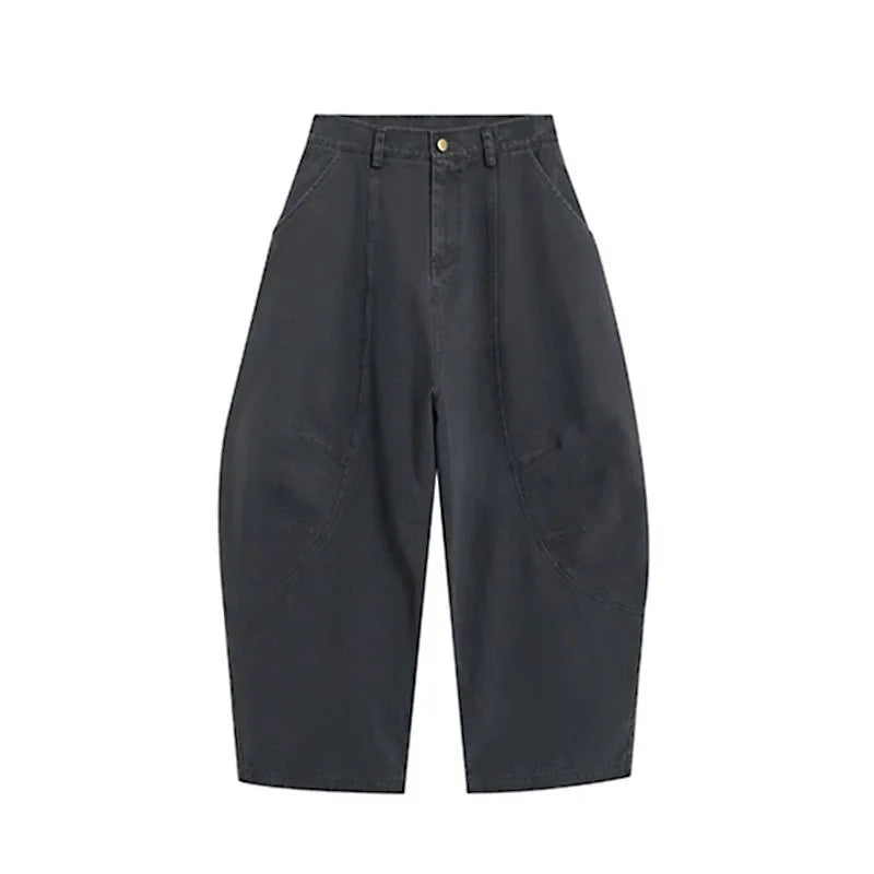 American Retro Simple Silhouette Knife Edge Pants Loose Fashionable Casual Wide Leg Workwear Trousers for Men And Women