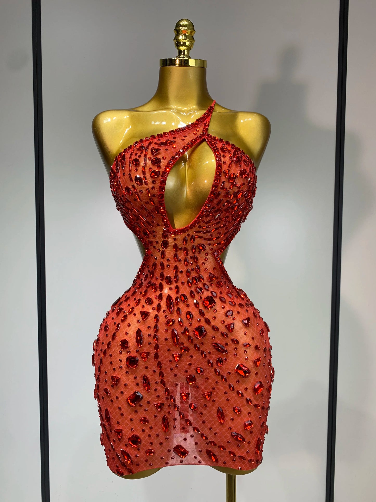 Sexy Sparkly Diamond Backless Short Dress 2025 Women Sleeveless Mesh See Through Evening Birthday Gown Singer Stage Outfit