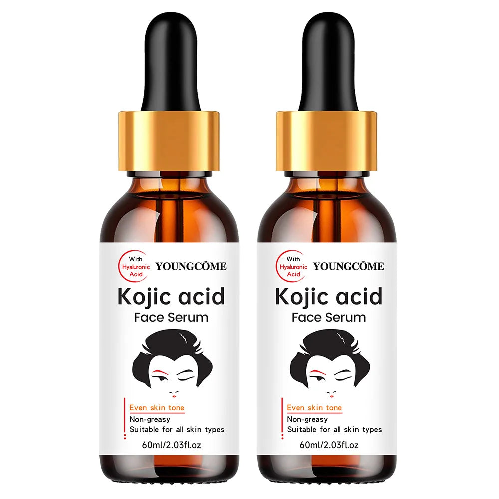 2PCS YOUNGCOME Kojic Acid Face Serum - Brightening Anti-Aging Treatment, Evens Skin ToneFades Dark Spots, Skin Essence Shrink.