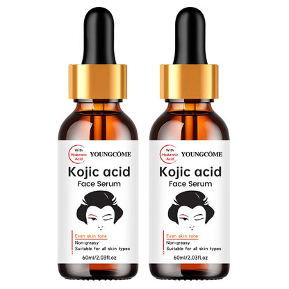2PCS YOUNGCOME Kojic Acid Face Serum - Brightening Anti-Aging Treatment, Evens Skin ToneFades Dark Spots, Skin Essence Shrink.