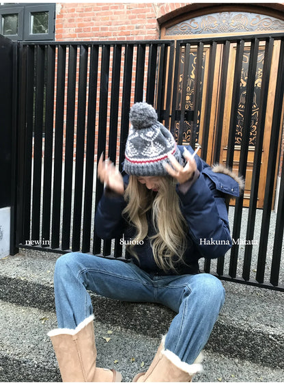 Autumn Winter Fur Hooded Jacket Women Outerwear Thick Dowon Cotton Padded Slim Short Parkas Female Cropped Puffer Bubble Coat