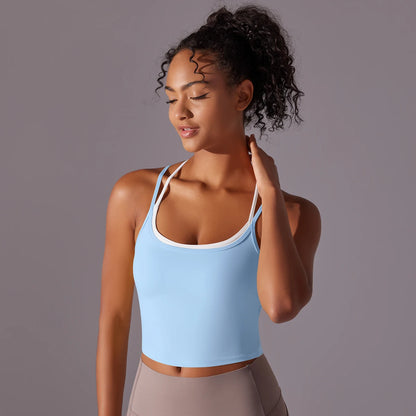 New Women Fitness Sports Bra Top Gym Yoga triangle backless Athletic Back Cutout Cross Tight Workout Soft With Chest Pad