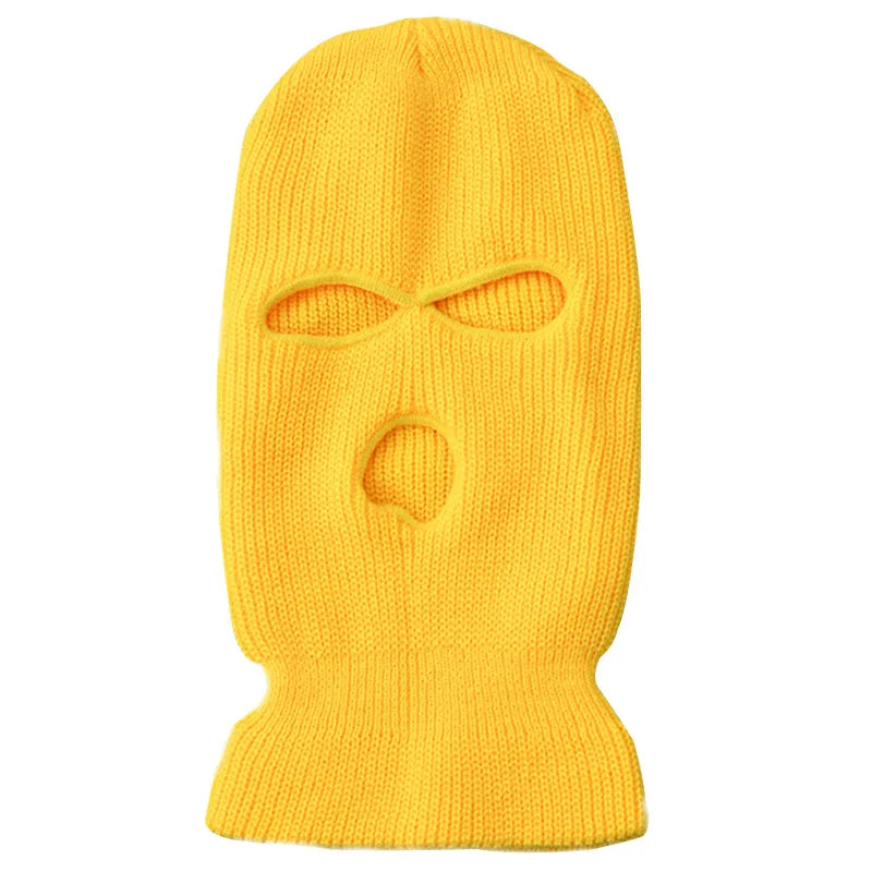 Windproof Full Face Knit Hats Custom SkiMask Men Warm Wool Balaclava embroidery Winter hats Knitted 3 Holes Ski Mask