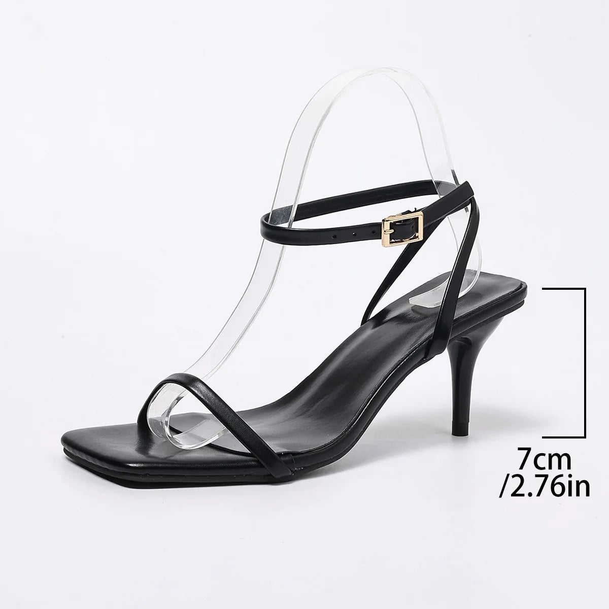 Black Ankle Strap Designer Heeled Sandals 2025 Summer Fashion Open Toe Thin High Heels Wedding Banquet Shoes Women Sandalias