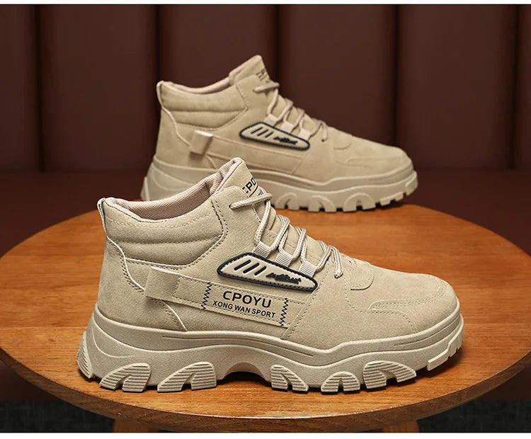 Spring Men's High Top Breathable Work Shoes Trendy All-Match Anti-Slip Wear-Resistant Sports Casual Labor Protection Shoes