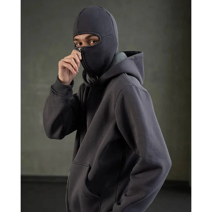 Men's and women's Balaclava Y2K Gothic Harajuku winter new item double hooded sweatshirt Unisex hooded mask zipper sportswear
