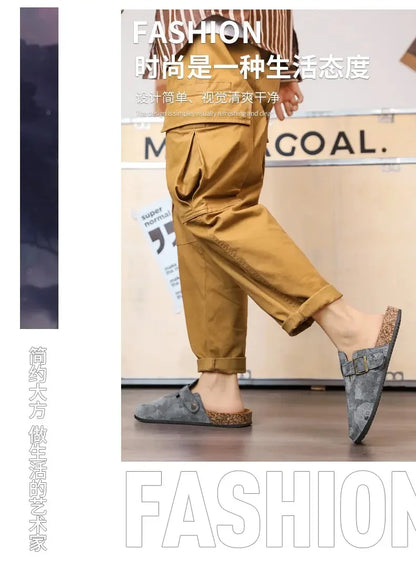 Couple Cork Clogs Slippers Fashion Soft Footbed Suede Beach Slides With Arch Support Girls Outdoor Muller Shoes womens sandals