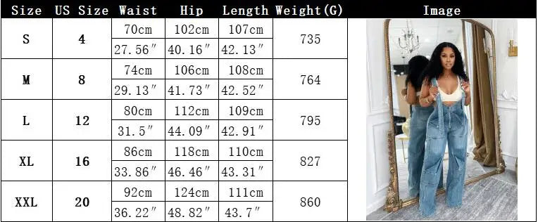 Summer Fashion Loose High Waisted Zip Denim Overalls Women Clothes Multi Pockets Cargo Jeans Trousers Casual Wide Leg Jumpsuits